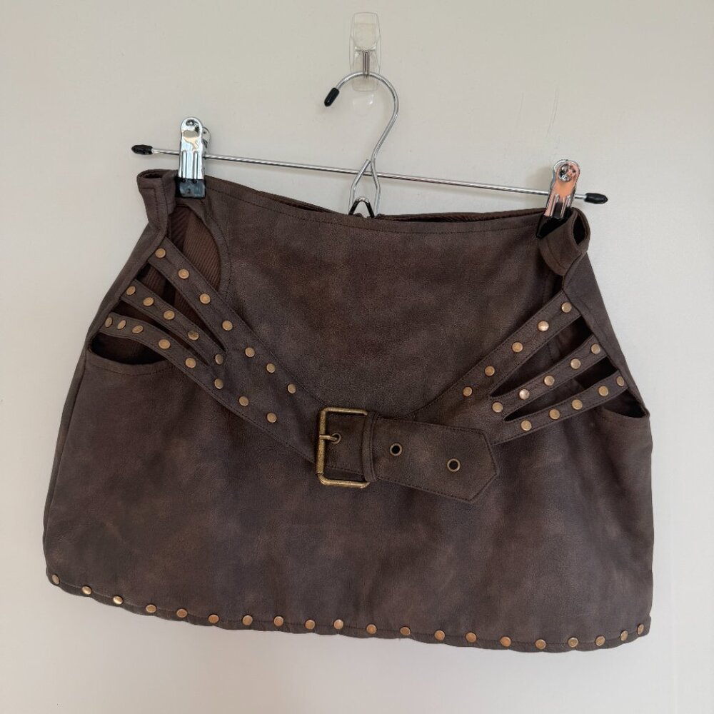 Outcast Rodeo Mini Skirt Chocolate Size M - Picture 2 of 4